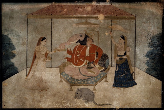 Ganesh et deux servantes-1790/1825