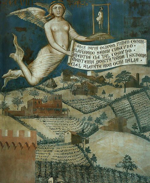 Ambroggio Lorenzetti "Effets d'un bon gouvernement à la campagne" détail 1337/39