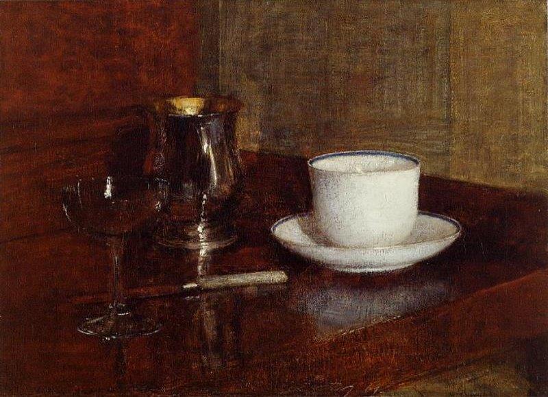 Henri Fantin-Latour-Tasse, gobelet d'argent et coupe de champagne-1871
